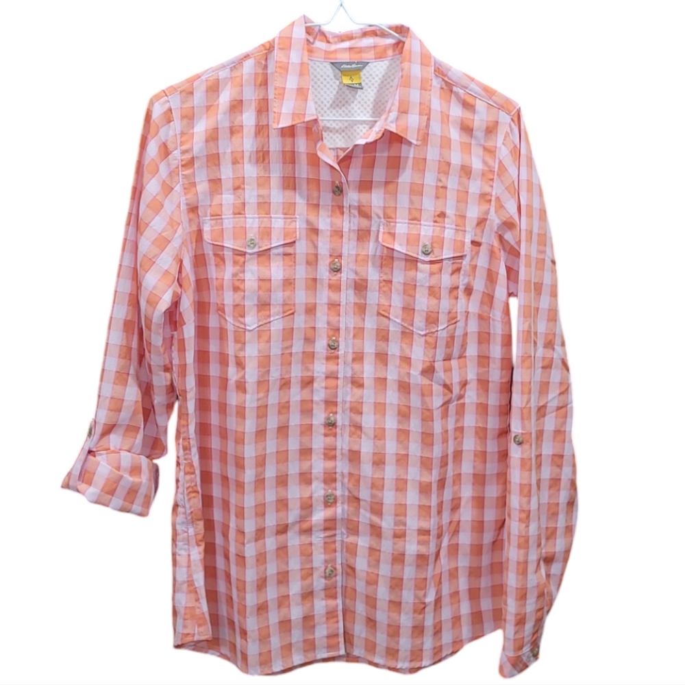 Eddie Bauer plaid button-down long sleeve top Size M